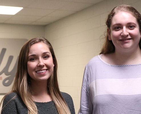 Madeline Fiorante ( left) is serving as the public relations Yarbrough-Grady Fellow, while Allison Miller is the Spring 2019 graphics fellow.