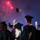 Graduates watch fireworks following their commencement ceremony in Sanford Stadium on May 10.